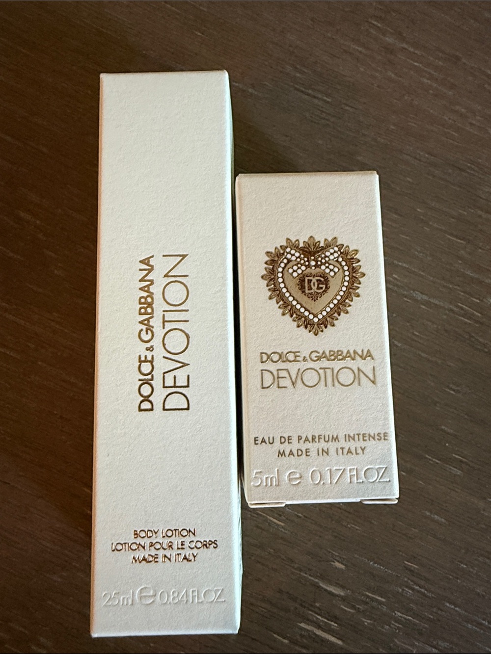Dolce & Gabbana Devotion Lotion & Mini in White and Gold